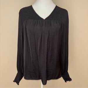 Knox Rose Black Relaxed Smocked Blouse Size S